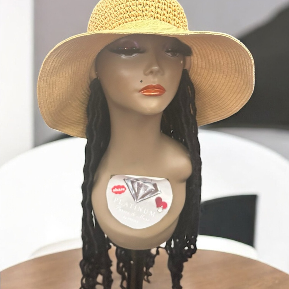 Straw Sun Hat with Long Locs